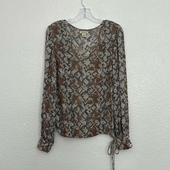 Lucky Brand Farrah Anaconda Snake Print Blouse Size M - Picture 1 of 4